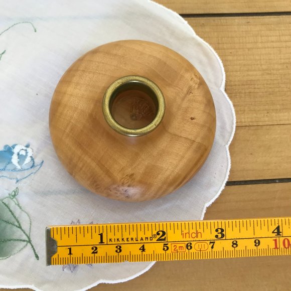 Hand Made Wood Candlestick Candle Holder Vintage Ivan St Pierre Canada 1.5" - Picture 4 of 5